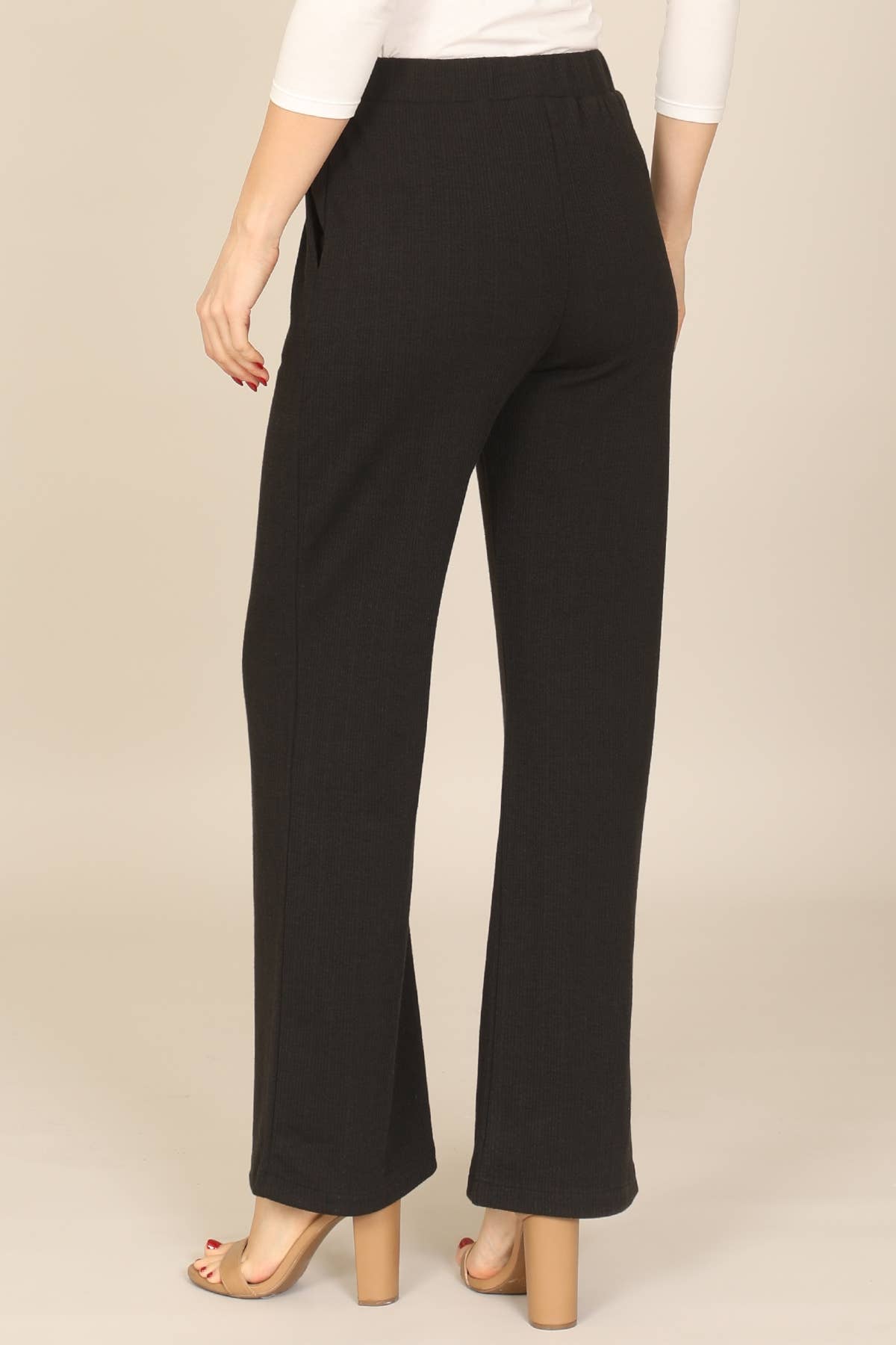 MYS Wholesale Inc - Wholesale Pants - Women's - Wide-Leg High-Waist Black Knit Pants8
