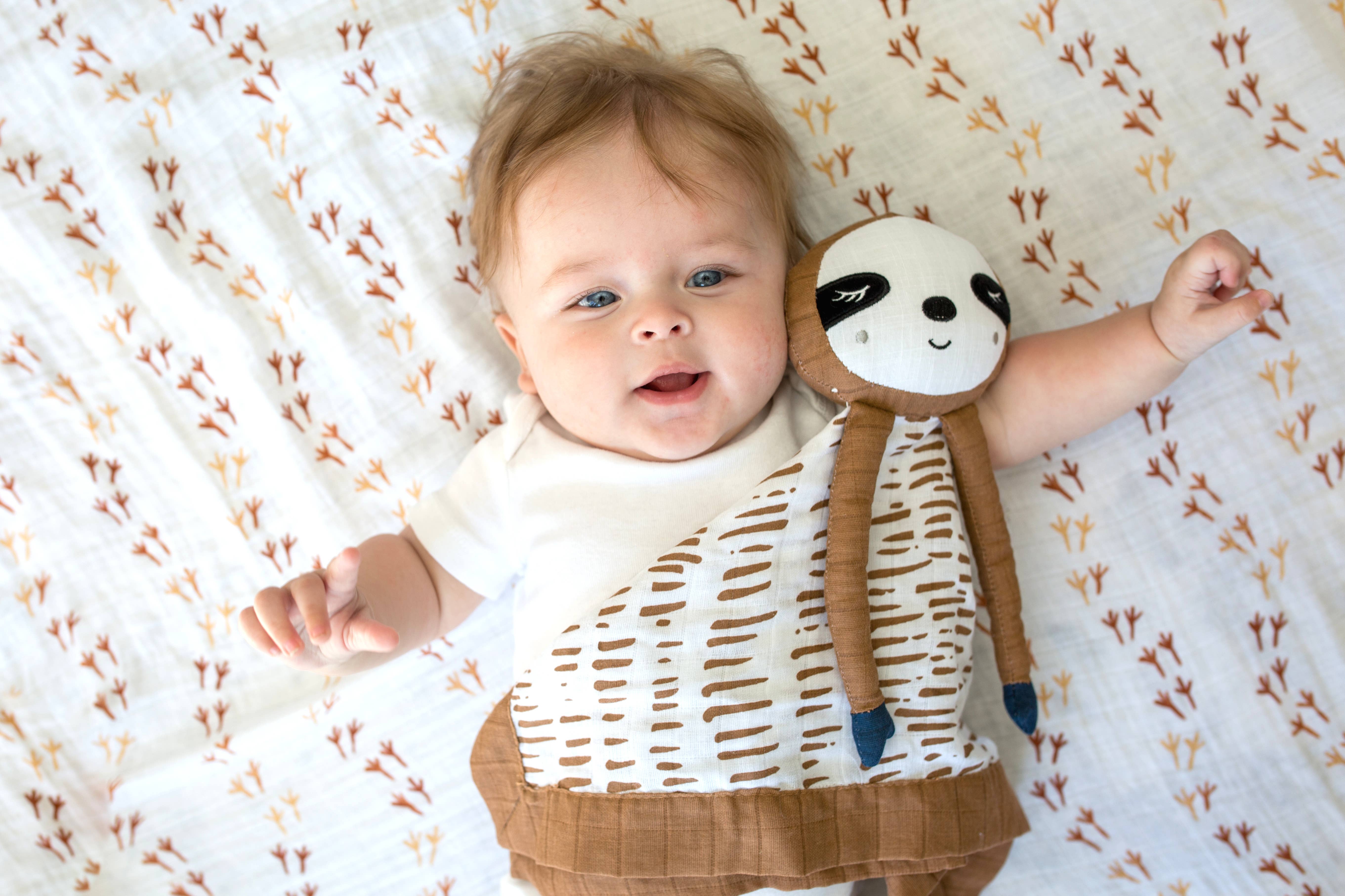 Lulujo Baby - Wholesale Security/Cuddle Blanket - Baby - Cotton Muslin Lovie – Comfort Blanket  & Toy - Sloth2