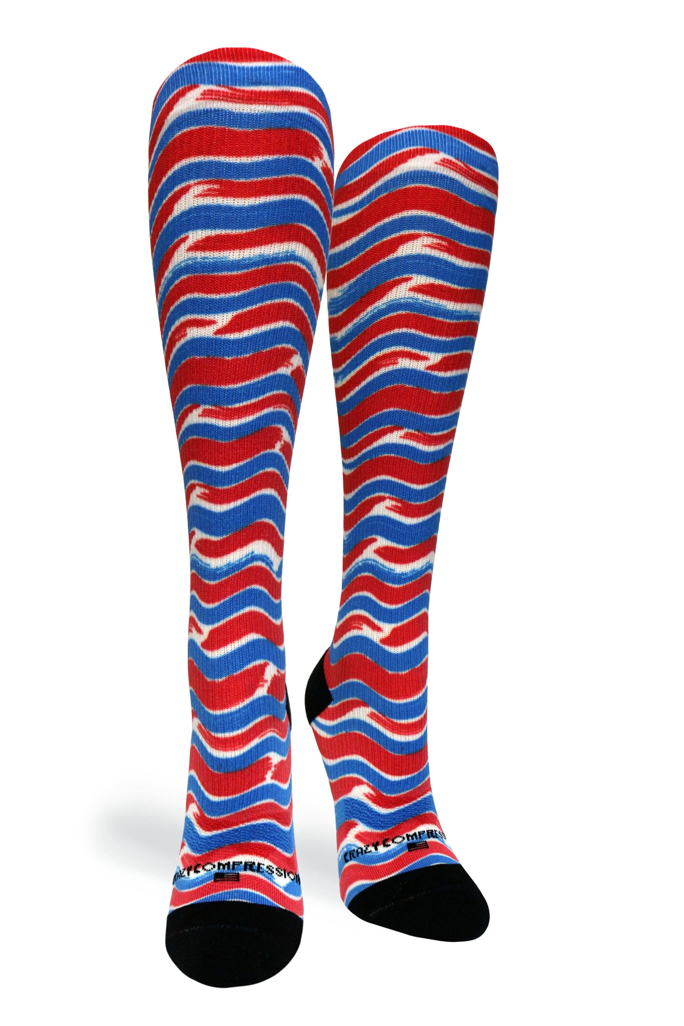 Crazy Compression - Wholesale Socks - Unisex - 360 Waving USA OTC Compression Socks (Standard & Extra Wide)