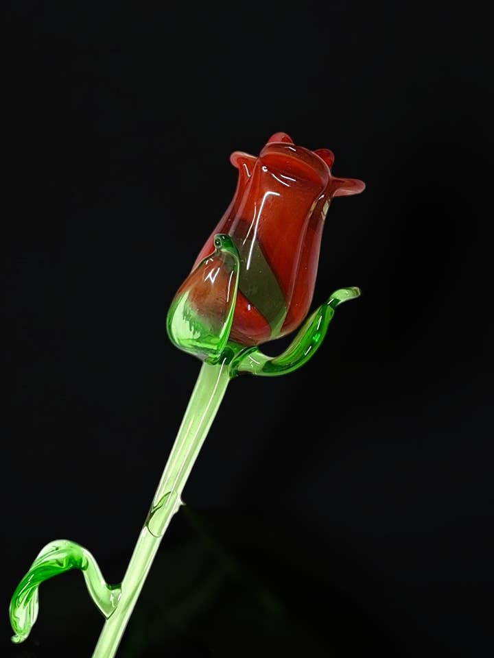 Red Glass Rose - Handcrafted Long Stem Flower for wholesale by Glass by Iness