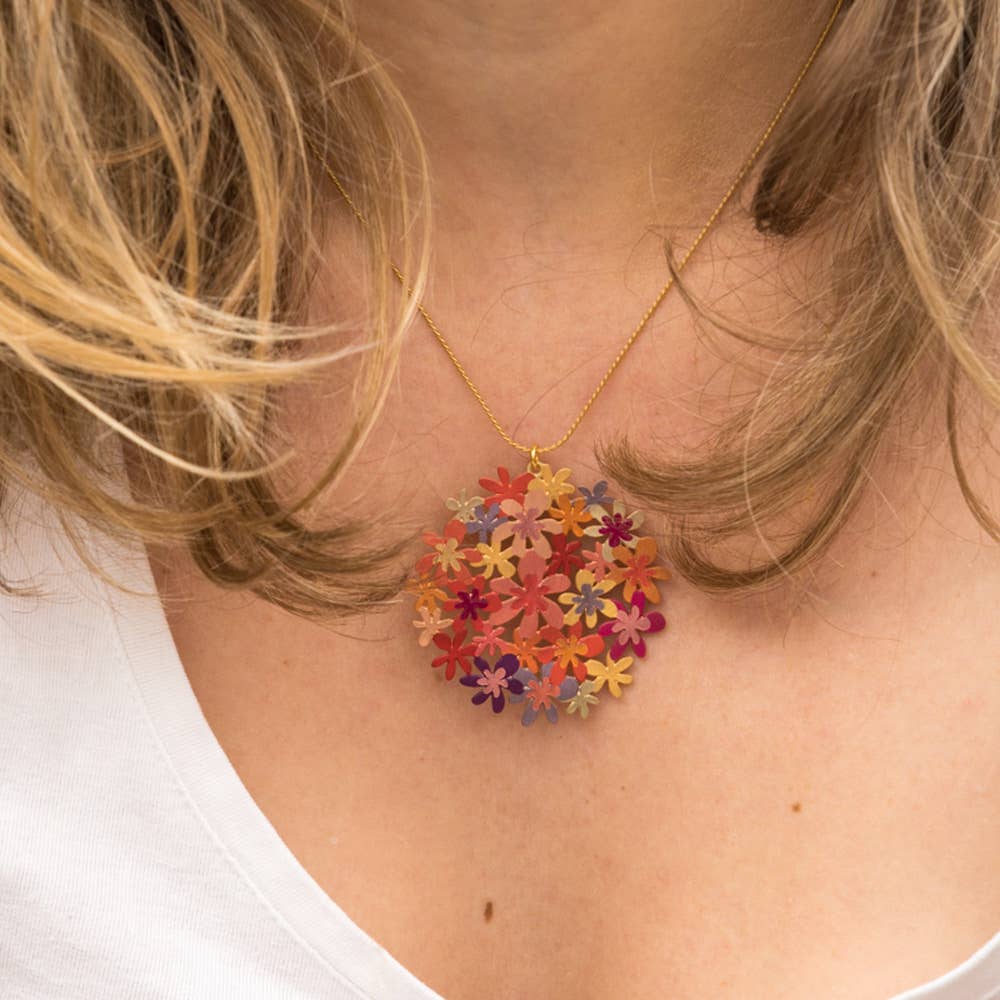 RAS - Wholesale Pendant/Charm Necklace - Bouquet Orange Gold Plated Short Pendant2