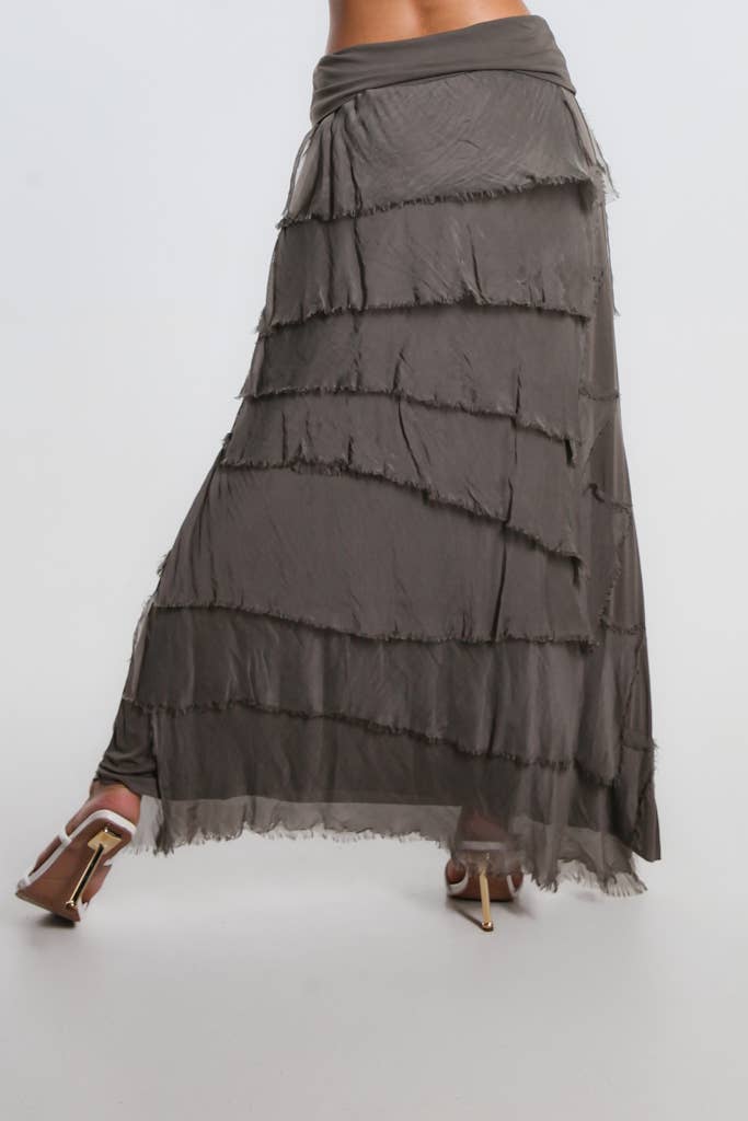 TINA Stephens Italy/Tees By Tina - Wholesale Skirt - Women's - Elisa Silk Ruffle Skirt (SL201)12