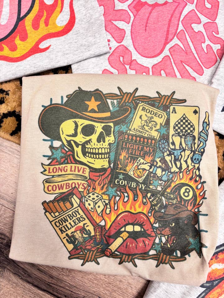 Sugar & Velvet Collective Wholesale - Wholesale T-Shirt (Graphic) - Women's - LIGHT IT UP COWBOY COLLAGE