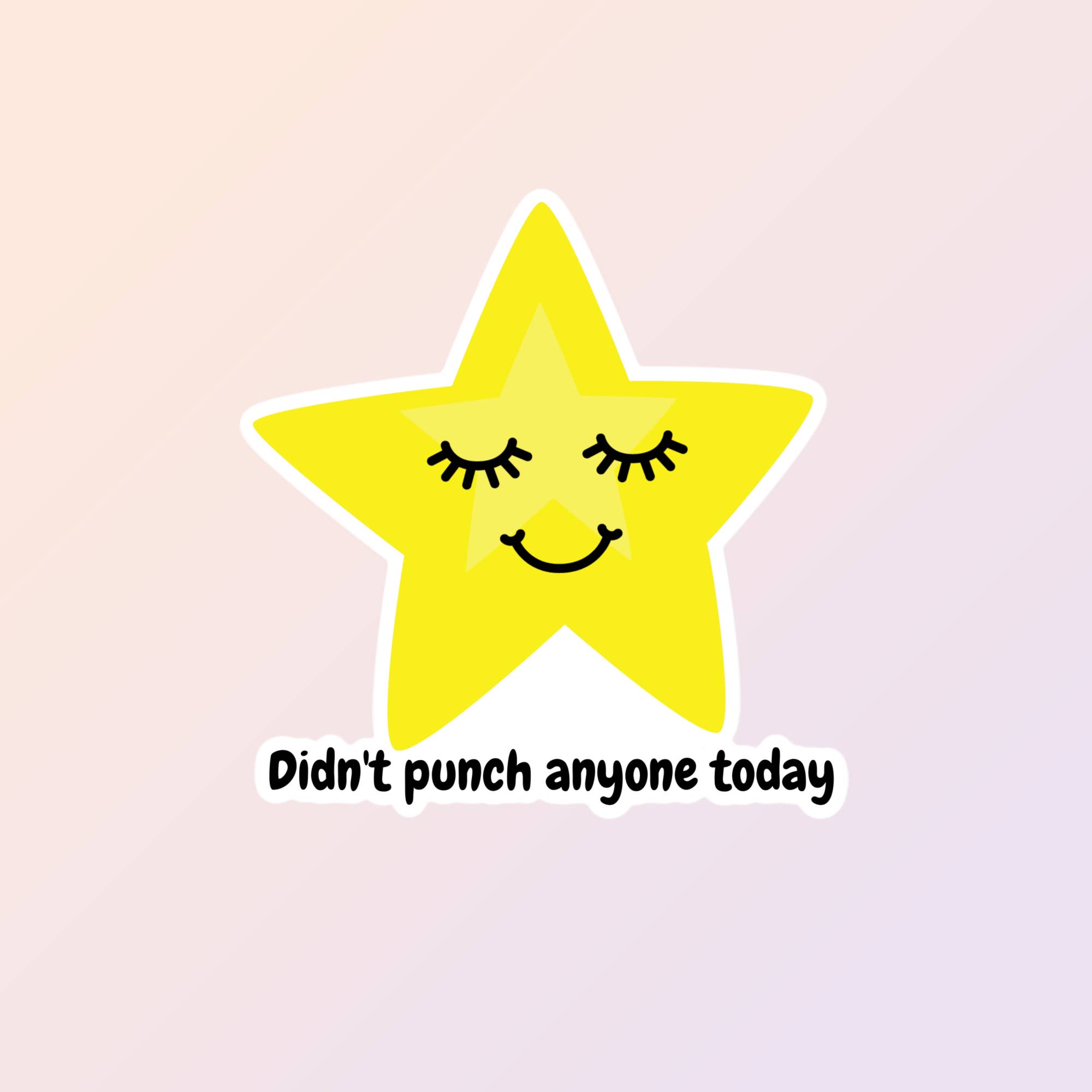 Sorry Not Sorry Co - Wholesale Sticker - Funny Adult Stickers, Gold Star, Didn't Punch Anyone Today