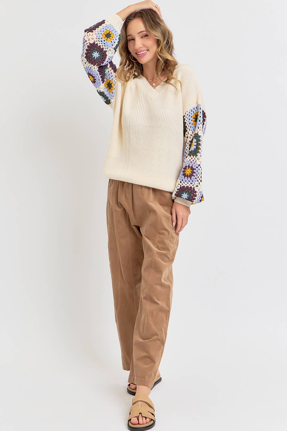 Sweet Lovely by Jen - Wholesale Knit Sweater - Women's - CROCHET PATCHWORK SWEATER9