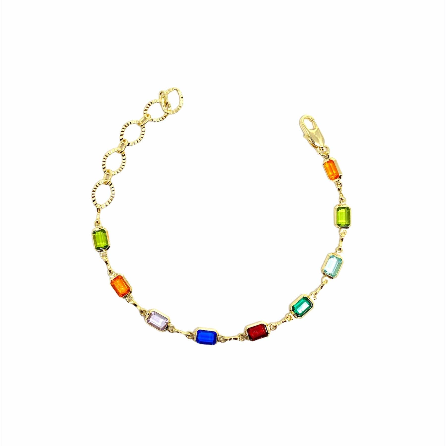 GoldFi – Pulseira de elo e corrente por atacado – Pulseira Multicolor Recheada a Ouro 18k0