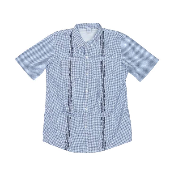 Gameday Guayabera - Navy Short Sleeve Shirt for wholesale by BlueQuail Clothing Co.