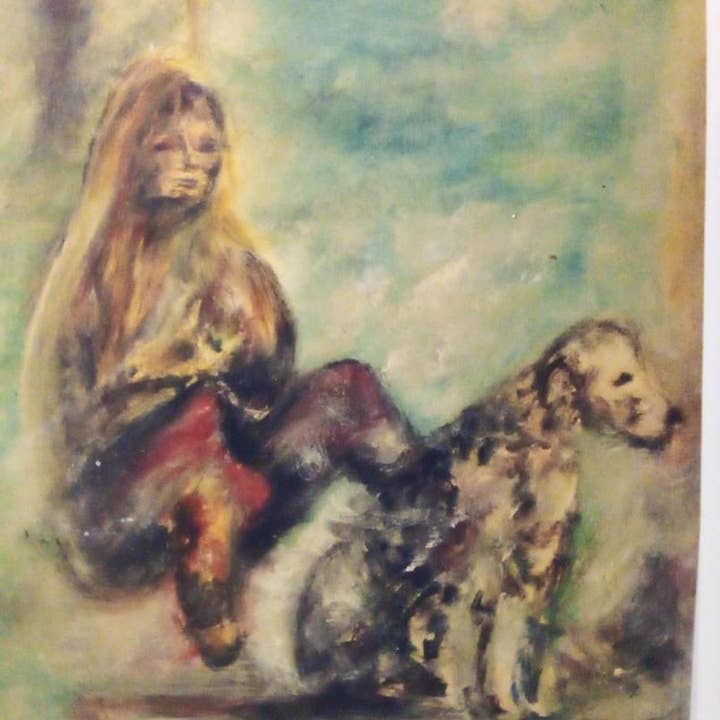 WOMAN WITH A DOG BY THE SEA for wholesale by Les sibyllines peintures