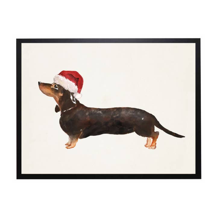 Watercolor Dachshund w/ Santa Hat for wholesale by Antique Curiosities Inc