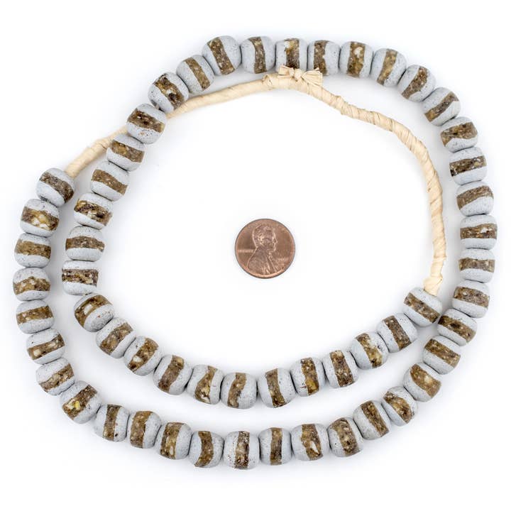 11mm Grey Kente Krobo Beads for wholesale by The Bead Chest