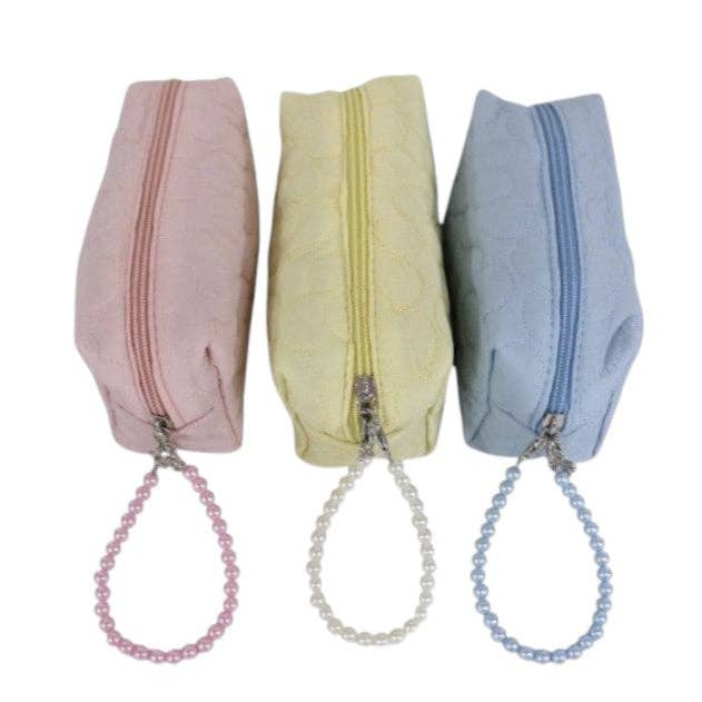 ASSORTED Solid Color Quilted Fabric Makeup Pouch JB5526-5 (12PC) for wholesale on Faire10