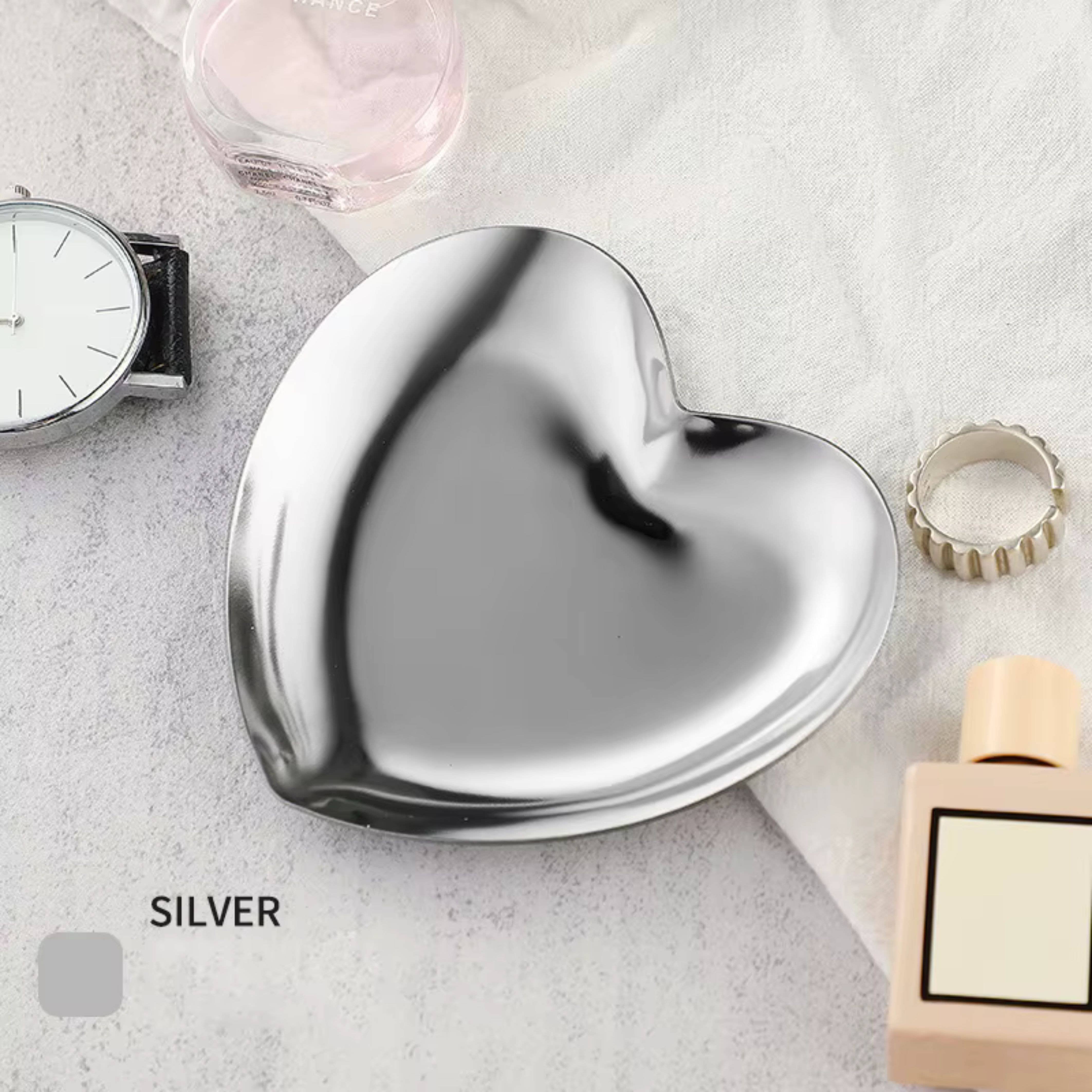 Magnifique Hearts - Wholesale Jewelry Dish - Cute Heart-Shaped Metal Trinket Tray – 3.5" x 3.4"4
