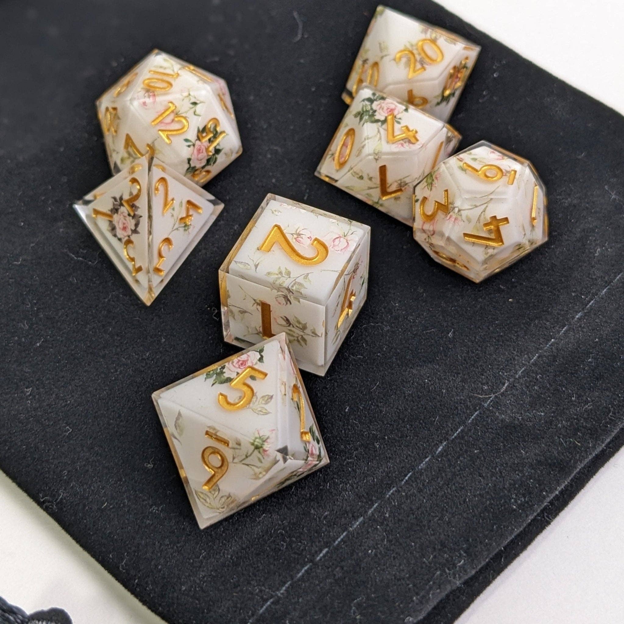 EBONWOOD - Wholesale Dice - Gilded Garden - 7 Piece Luxury D&D Dice Set5