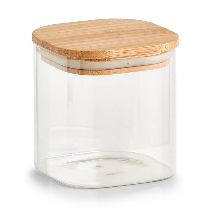 Transparent Vorratsglas M. Bambusdeckel, Eckig, 640 ml für den Großhandel auf Faire0