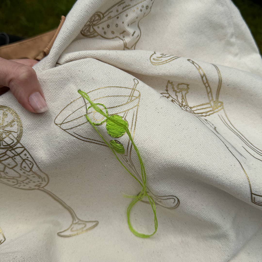 Chasing Threads – wholesale Tote bag – Women's – Stitch Your Cocktails Tote Bag - Embroidery Kit5