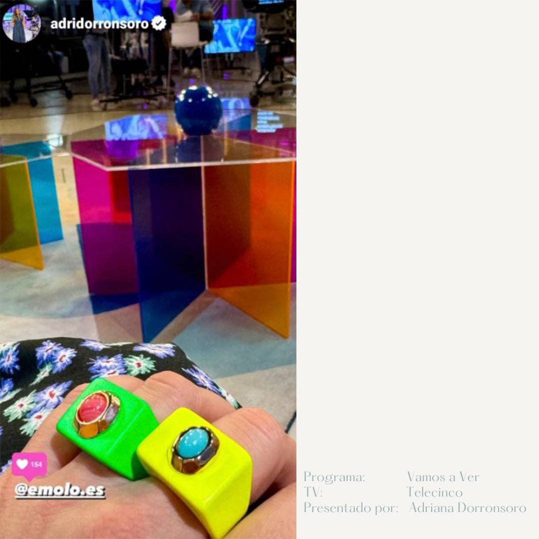 ÉMOLO - Wholesale Cocktail/Statement Ring - Fluor yellow jewelry rings with natural Turquoise stone5