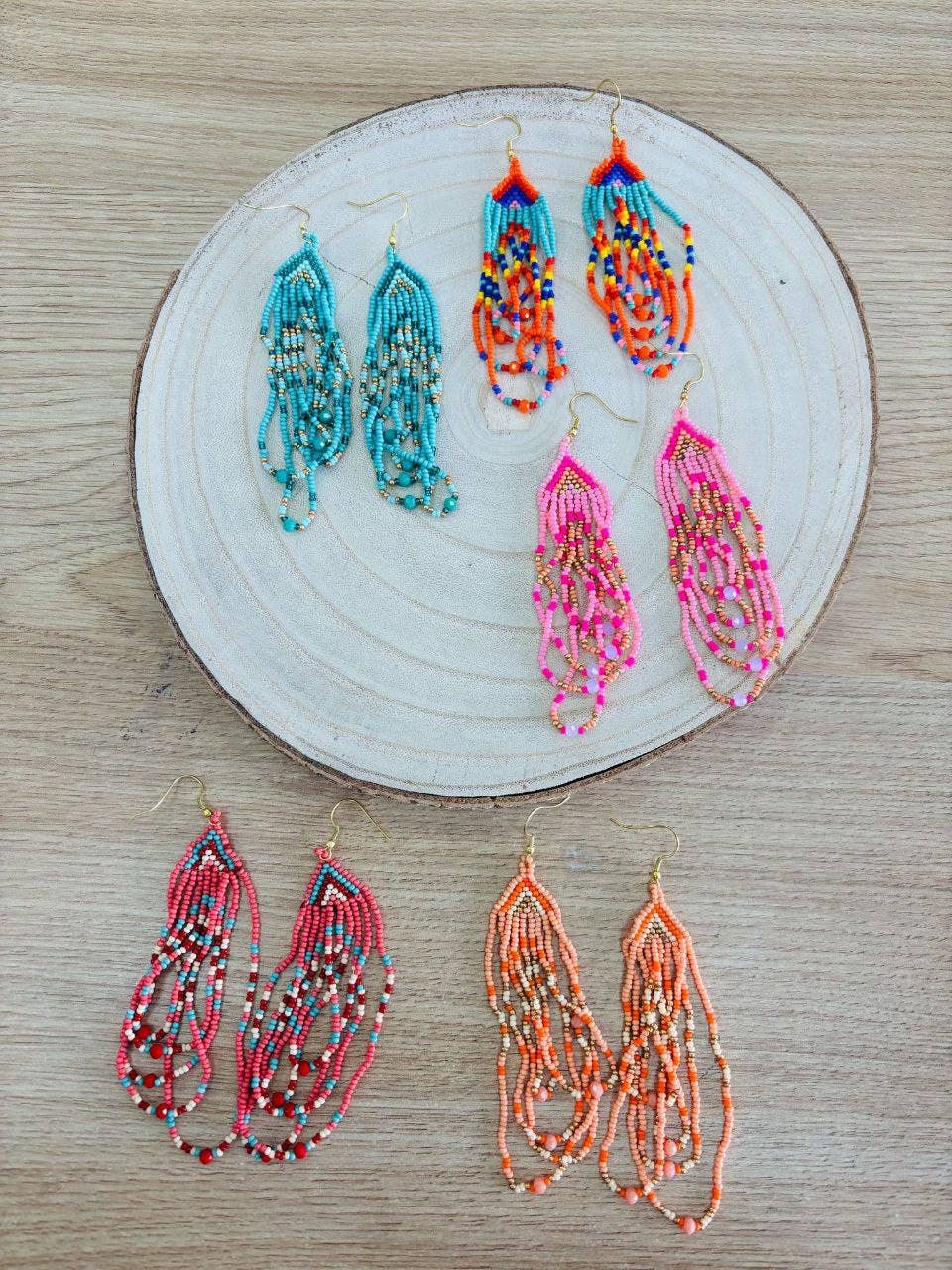 Hecho a mano - Vente Boucles d'oreilles pendantes - Boucles d’oreilles pendantes à boules colorées4