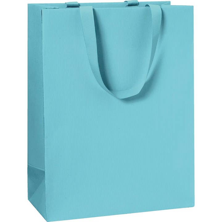 Light Blue Gift Bag - Embossed - Ribbon Handle for wholesale by Giftwrap UK
