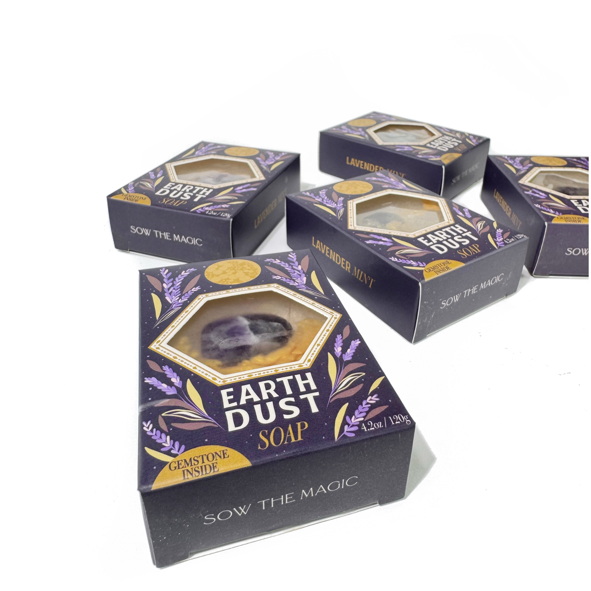 Sow the Magic - Wholesale Bar Soap - Earth Dust Gemstone Bar Soap in Lavender with Amethyst1