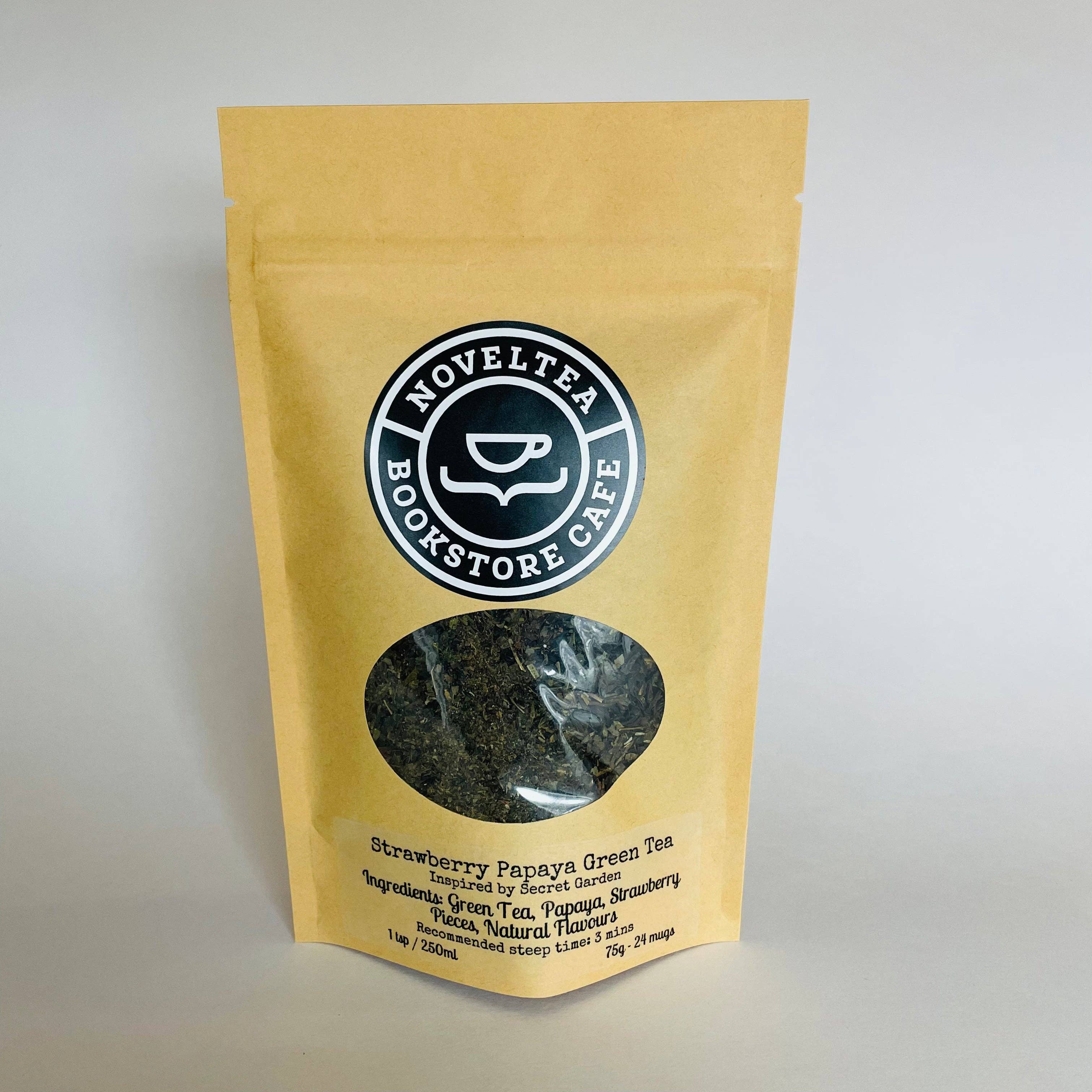 NovelTea Bookstore & Gifts - Venta al por mayor Tés a granel - Inspirado en el jardín secreto: té verde de fresa y papaya6