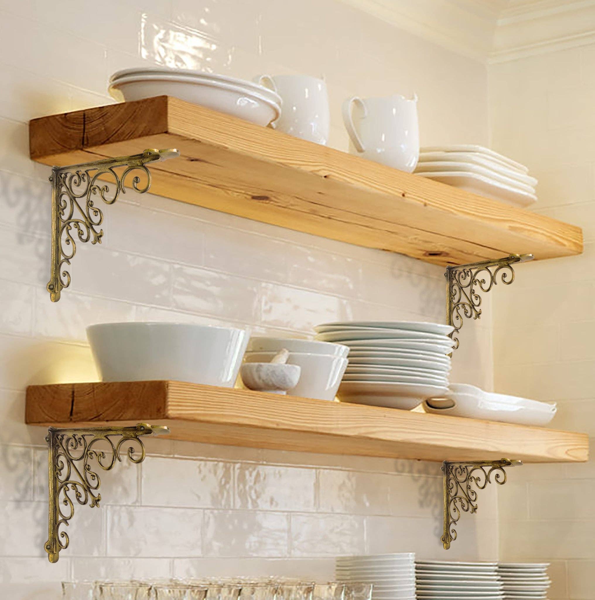 NACH - Vendita all'ingrosso Gancio da parete - Staffa per mensola vittoriana, media, oro antico2