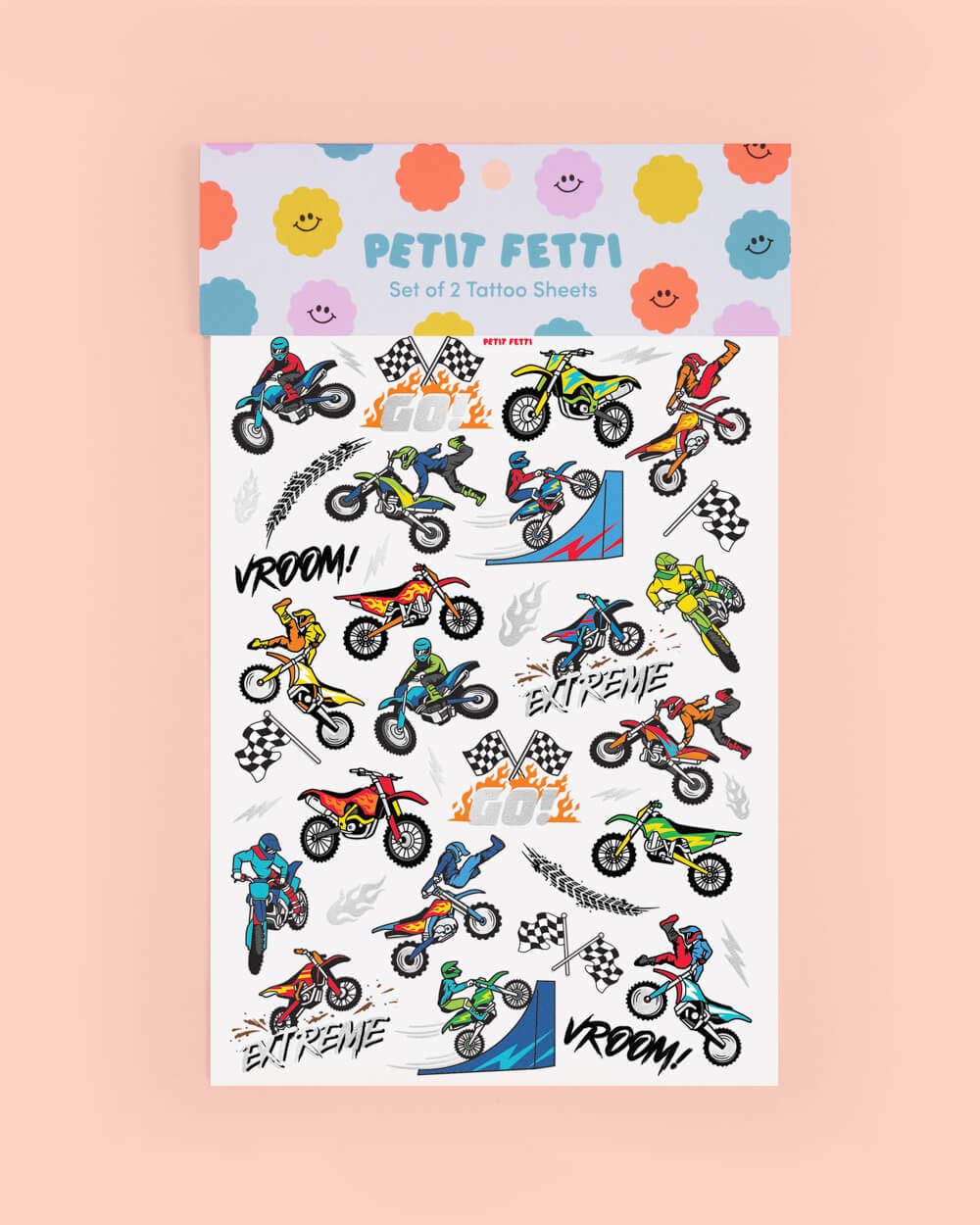 Petit Fetti - Wholesale Temporary Tattoo - Kids - Motocross Tats - 48 foil temporary tattoos4