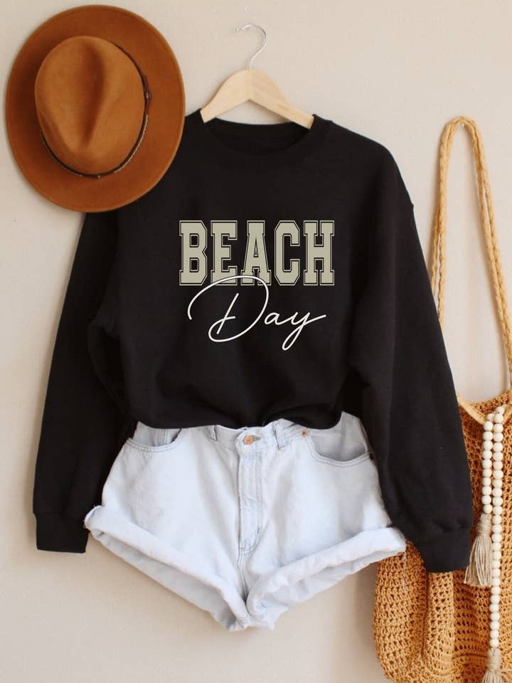 Grafisk sweatshirt - Stranddagsbogstaver for engroshandel hos PINK NABI