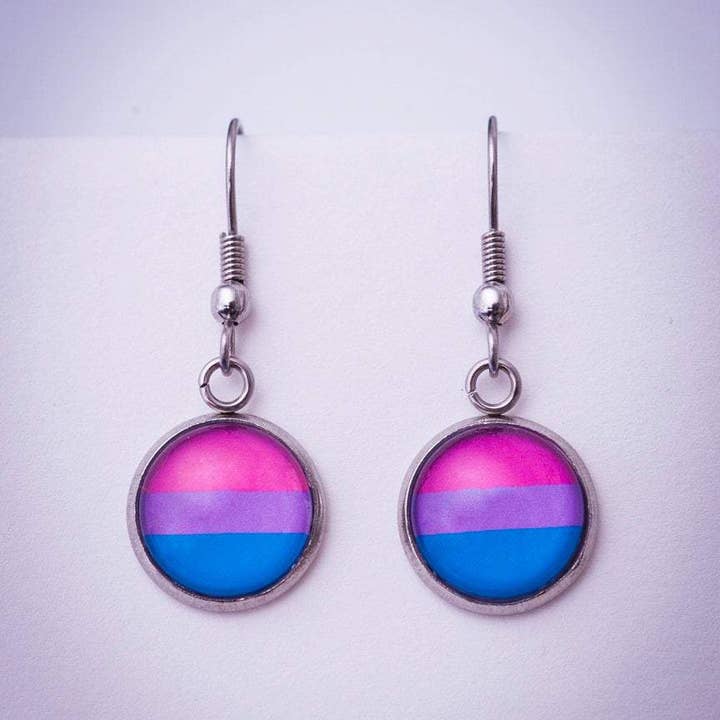 Crafty Queer Studio - Wholesale Stud/Post Earrings - Bisexual flag pride LGBTQ+ earrings - stud or dangle5
