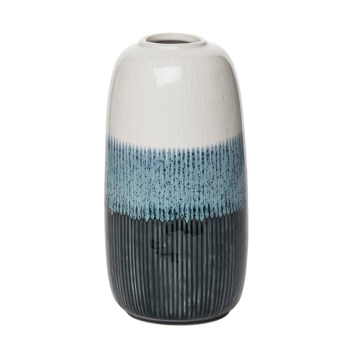 VIP Stoneware 8.7 in. White Reactive Glaze Vase for wholesale by VIP Home & Garden