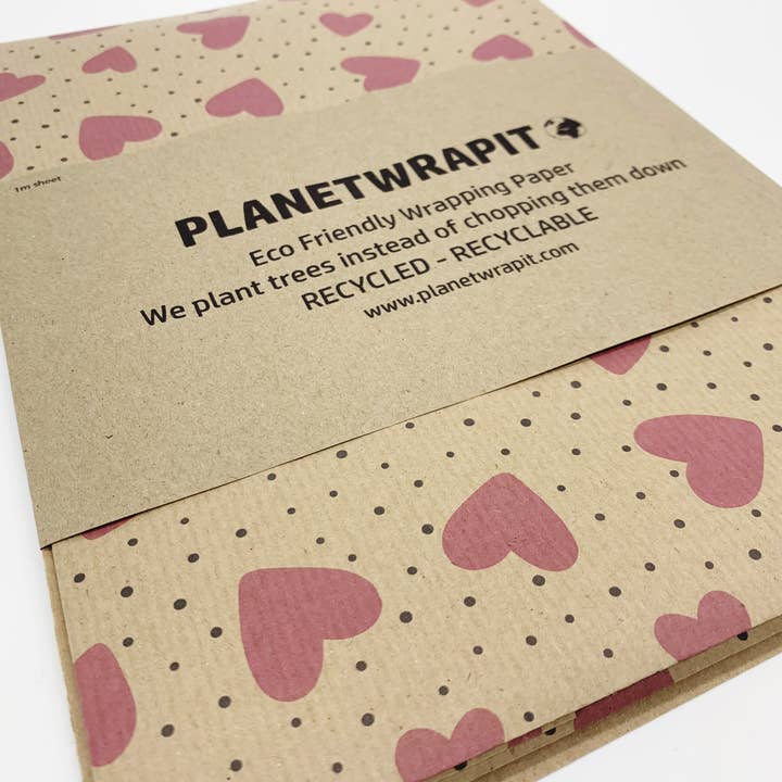 PlanetWrapIt – wholesale Wrapping paper roll – Love Hearts Recycled Kraft Wrapping Paper5