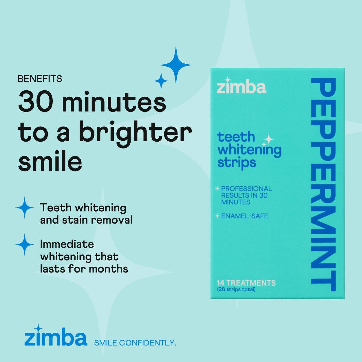 Zimba Whitening - Vente Produit de blanchiment des dents - Bandes blanchissantes pour dents à la menthe poivrée1