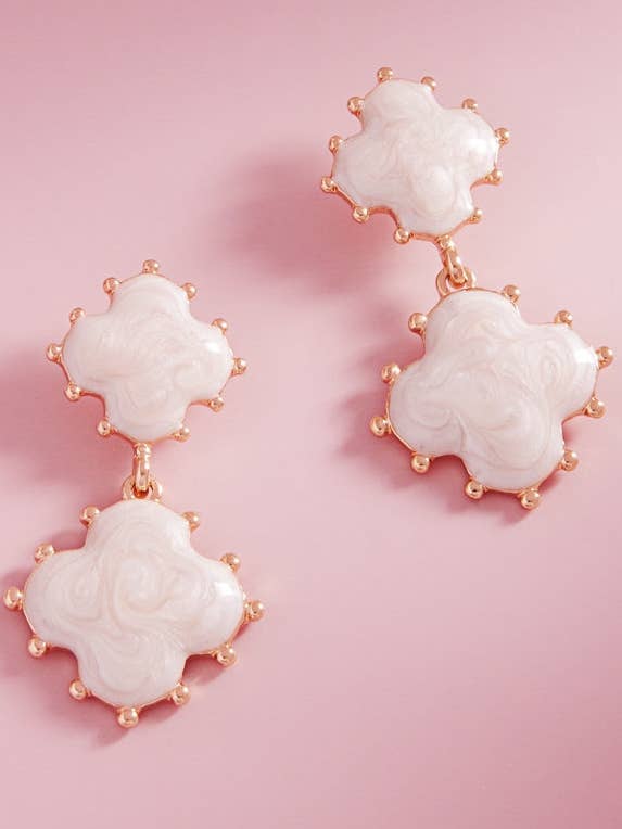 Clover Pearlized Color Enamel Metal Post Earrings for wholesale by Designature New York