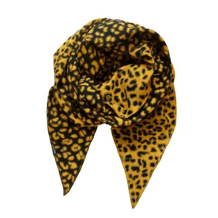 Tuch BLACK LEO - Dreieckstuch in Senfgelb Schwarz für den Großhandel von WiDDA berlin