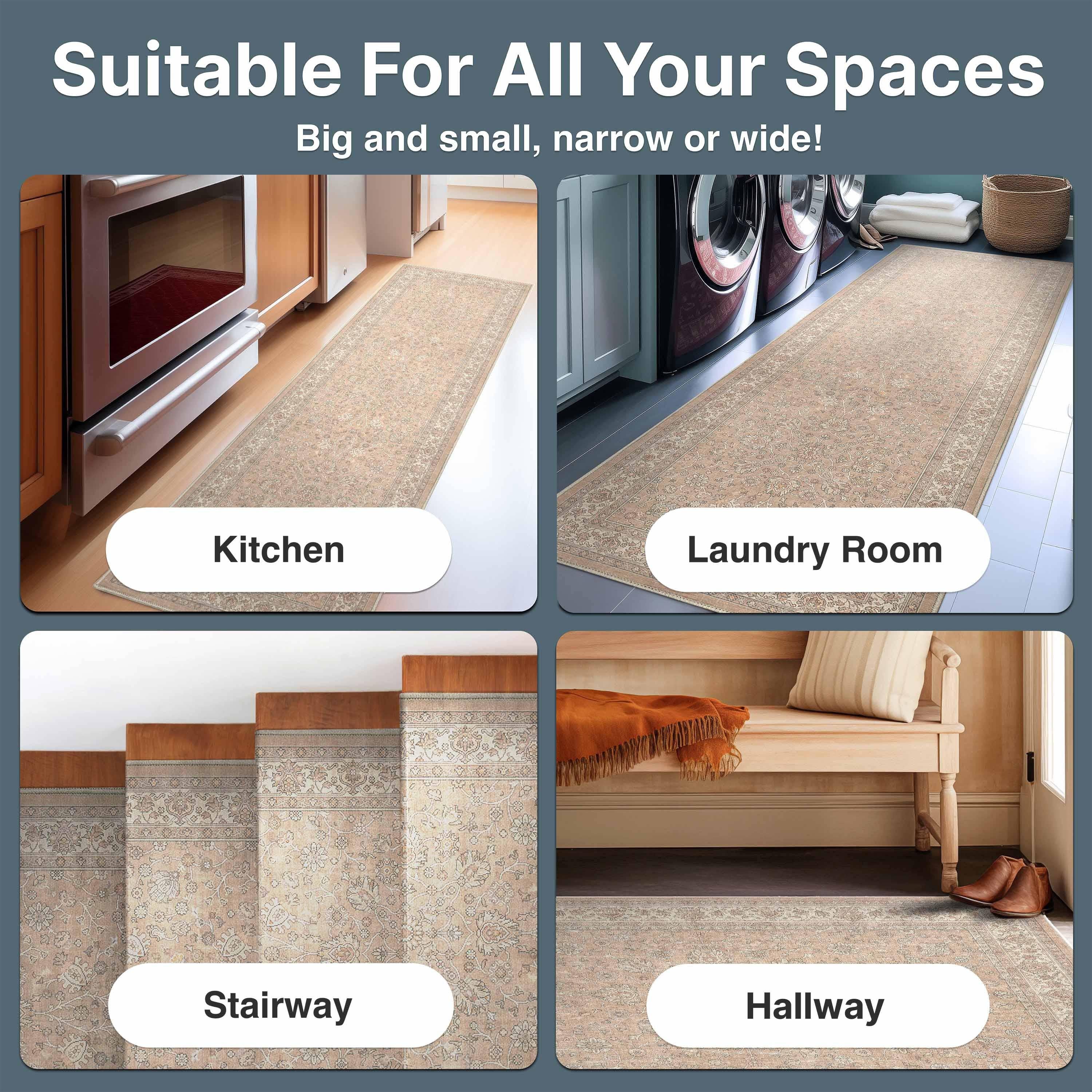 Well Woven - Wholesale Runner Rug - Custom Size Stair Runner Rome Floral Beige Choose Length2