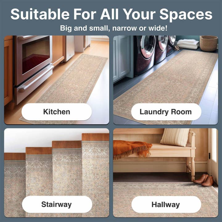 Well Woven - Wholesale Runner Rug - Custom Size Stair Runner Rome Floral Beige Choose Length2