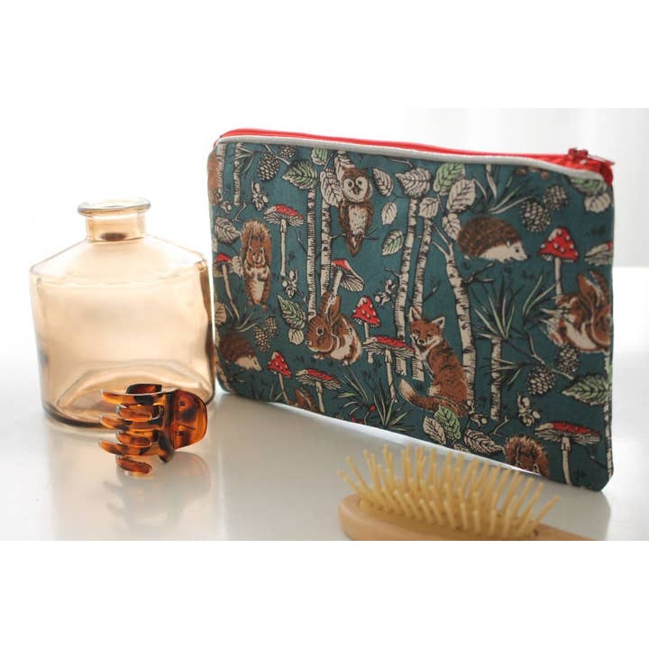 Alna forest animals zippered pouch for wholesale by Sabrina Trefle