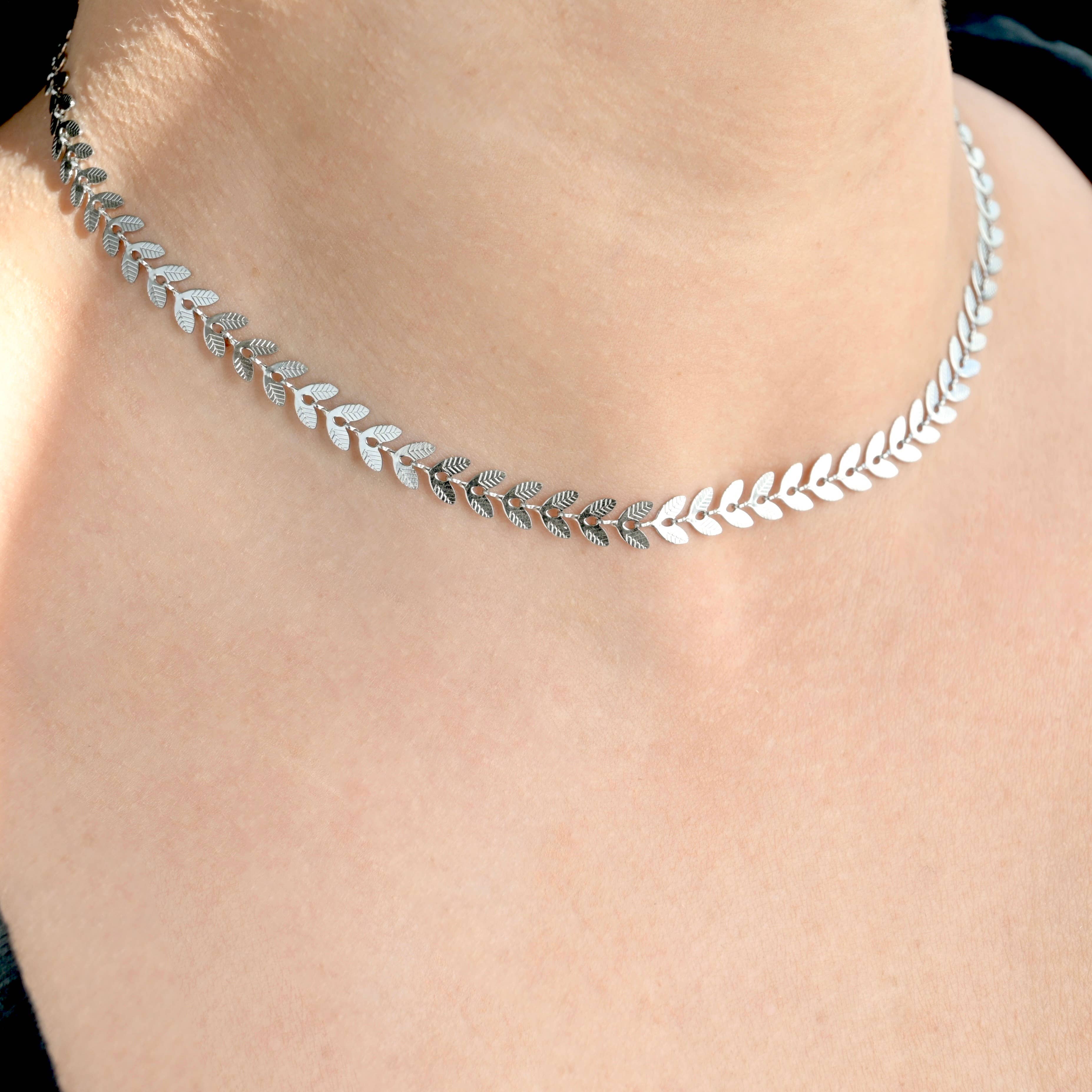 Blueyejewelry - Wholesale Link & Chain Necklace - Leaf Chain Necklace- Waterproof Chevron Chain Necklace 6