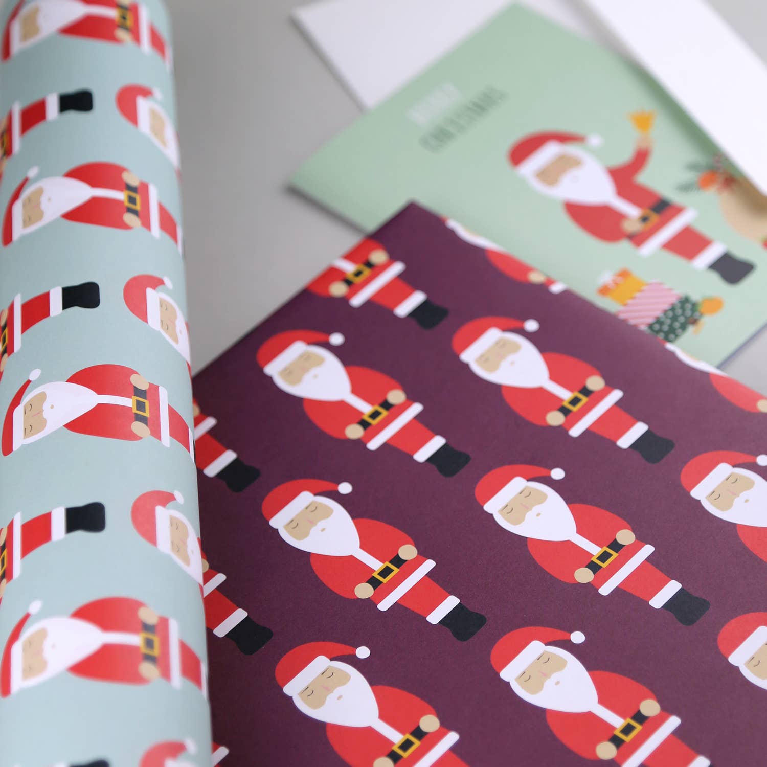 Kunst an Papier - Venta al por mayor Sobre de papel de regalo - Papel de regalo verde con Santa Claus Walter2