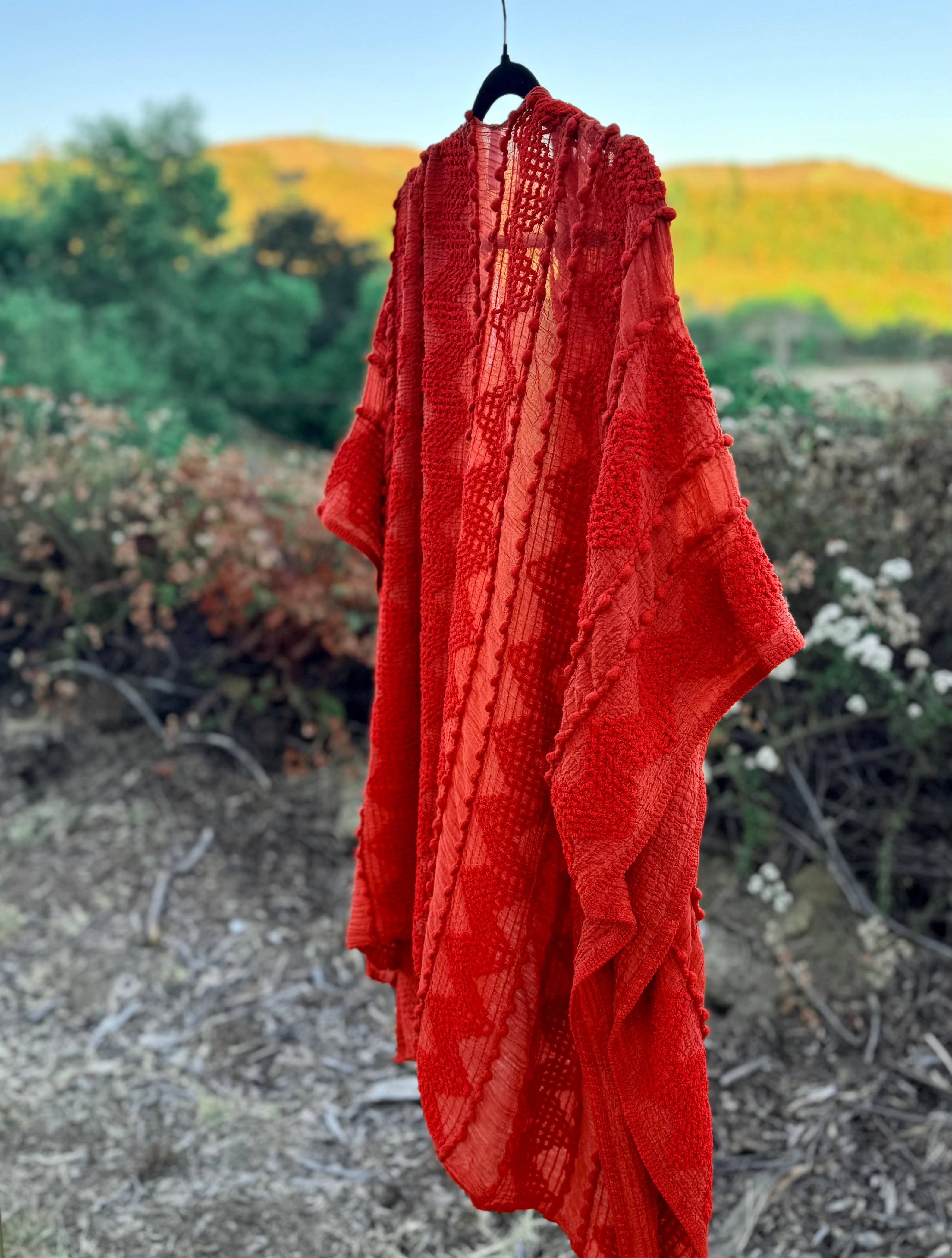 Justin & Taylor - Wholesale Kimono - Women's - Puffer-Up | Soft Textured Cover-Up Kimono With Pom Detail87