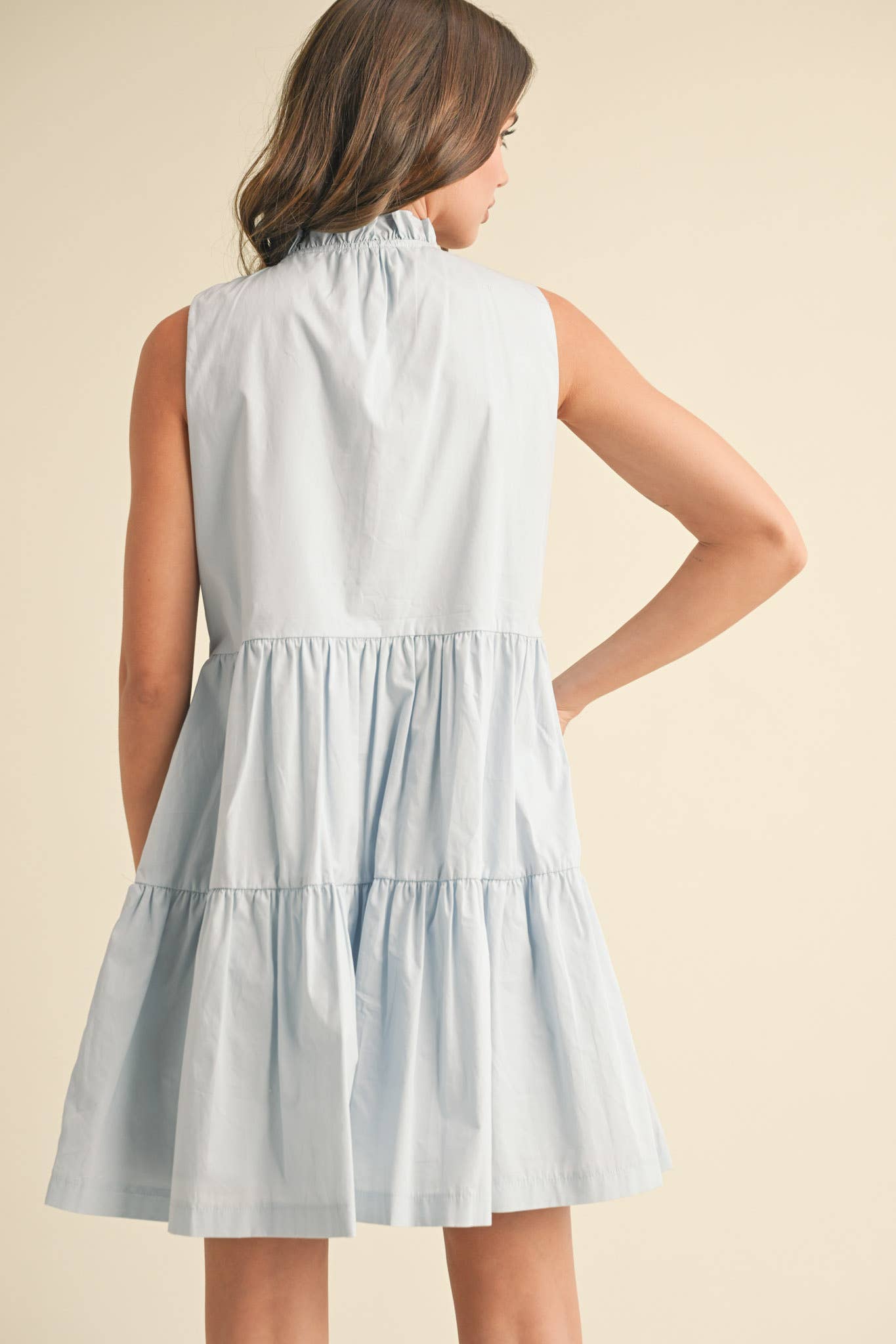 &MERCI - Wholesale Dress - Women's - FLORAL EMBROIDERY TIERED MINI DRESS MDR38416