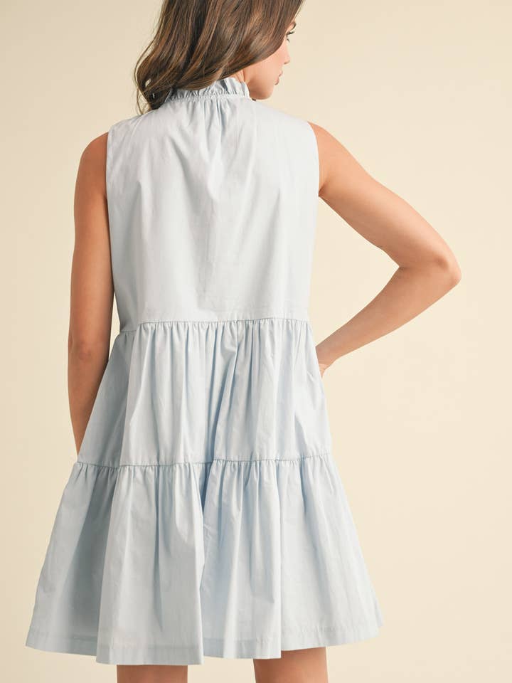 &MERCI - Wholesale Dress - Women's - FLORAL EMBROIDERY TIERED MINI DRESS MDR38416