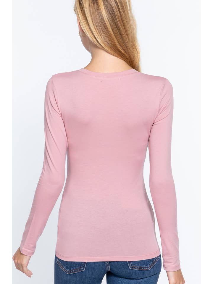 Active Basic | Active USA - Wholesale Knit Top - Women's - Long Sleeve Crew Neck Cotton Spandex Jersey Top8