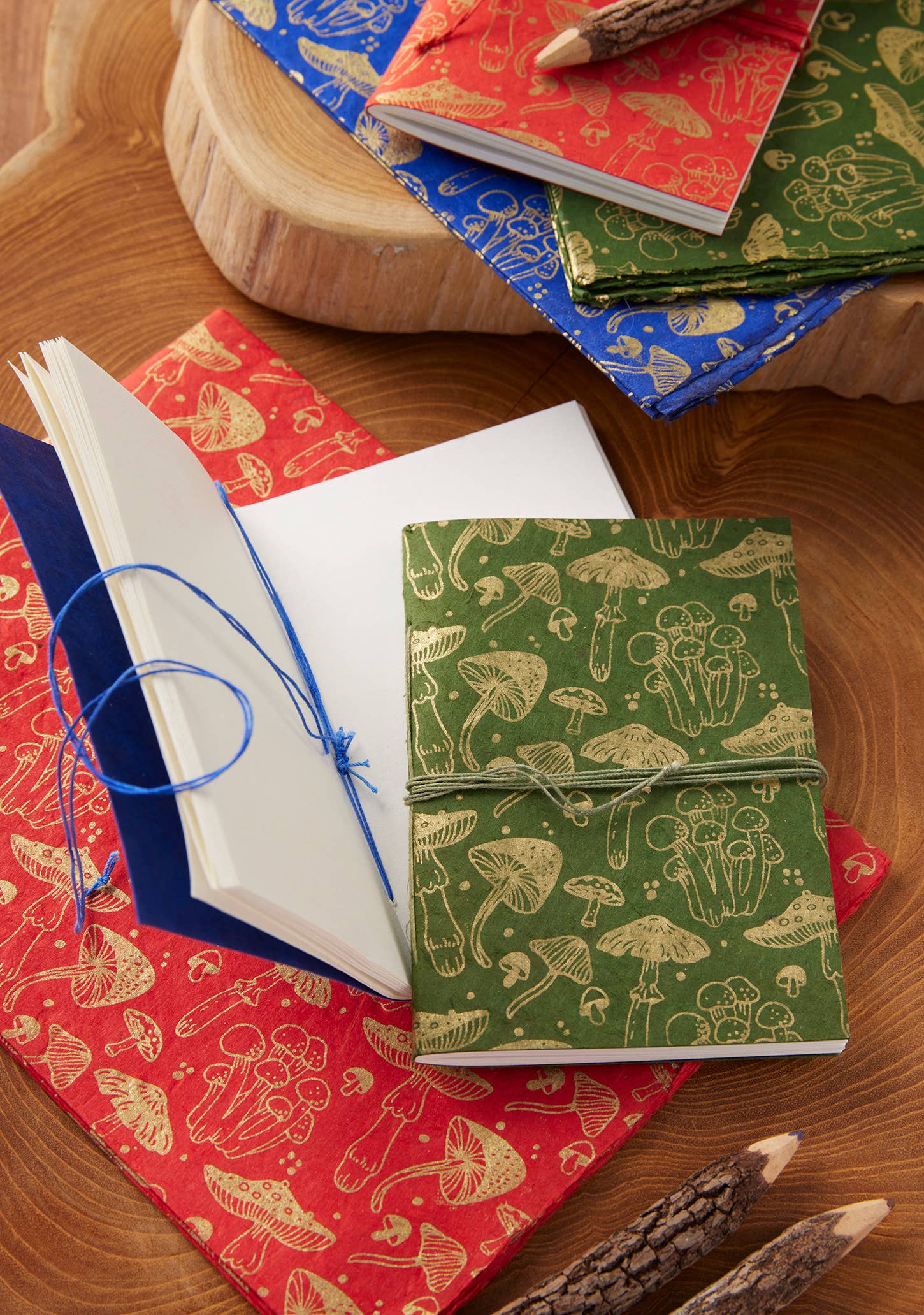 Namaste – wholesale Notebook – Mushroom Print Lokta Paper Notebook A64