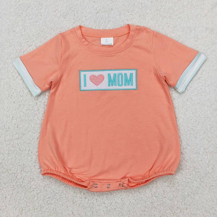 Aier Wholesale - Wholesale Clothing Set - Baby - Sibling Embroidery Baby Girls Boys I LOVE MOM Rompers Summer Outfits