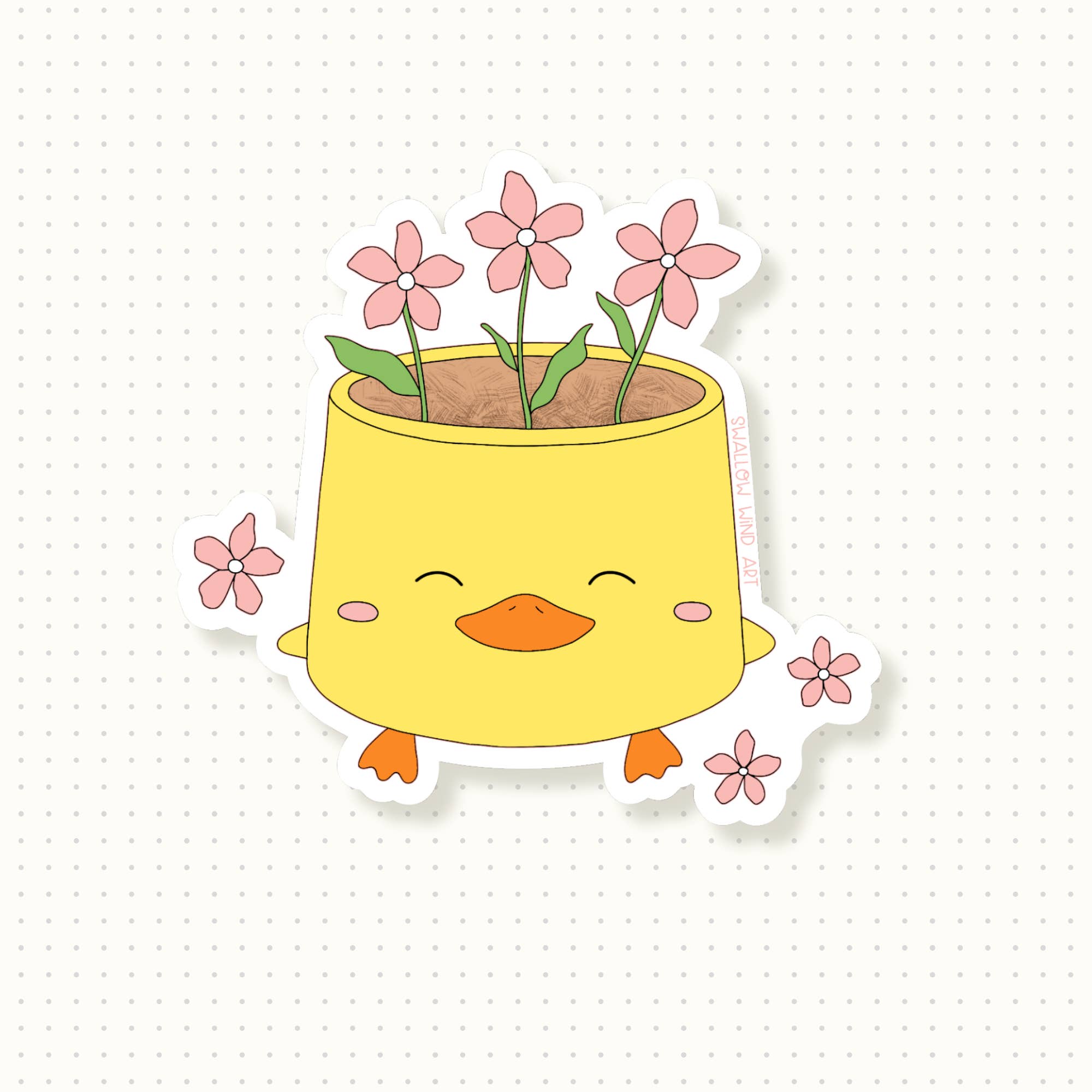 Swallow Wind Art - Wholesale Sticker - Vinyl Sticker - Happy Duck Planter