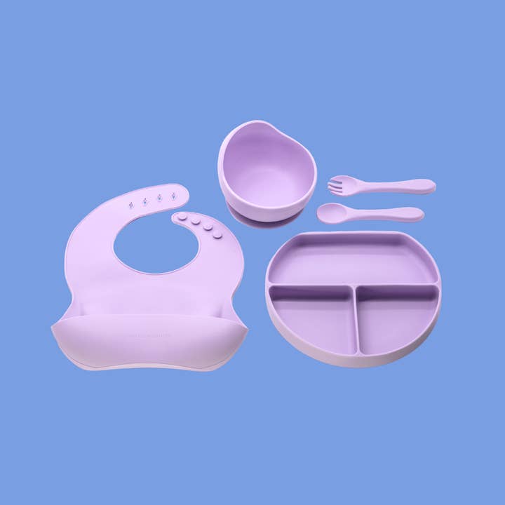 5-piece Silicone Children’s Feeding Set - Violet for wholesale by Golden Child