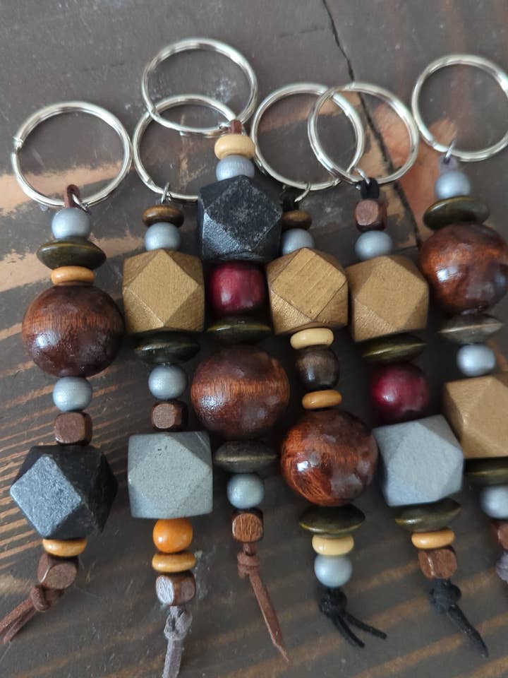 Geometrisk trä nyckelring för wholesale av JFOX Jewelry