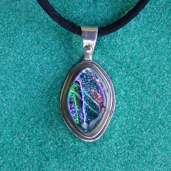Dichroic Glass sterling silver pendant for wholesale by Tidepool