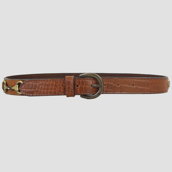 Ceinture fine en cuir croco érable pour la vente par Grays 1922