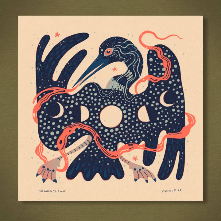 The Looner Cycle - 8x8 Nature Wilderness Art Print for wholesale by Pine Bones